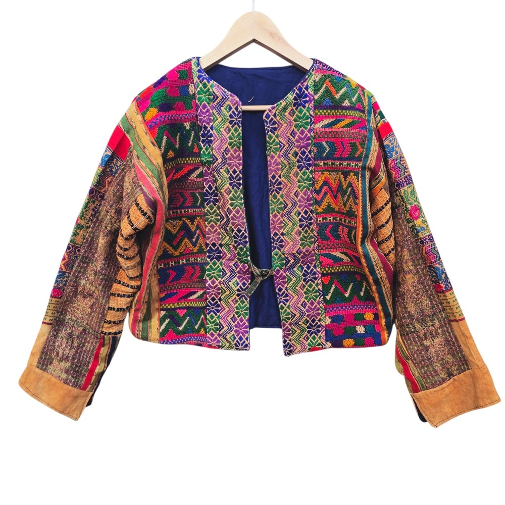 Colorful Embroidered Jacket Bohemian Festival Hippie Cropped Top Medium‎ / Large